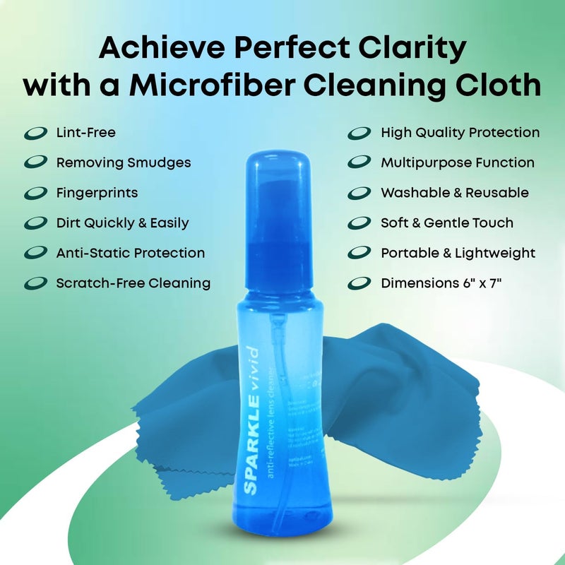 OPTIPAK Sparkle Vivid Anti-Reflective Safe Lens Cleaner Spray Kit - (2) 2oz Glasses Cleaner Spray & (2) Microfiber Cloth for Eyeglasses, Sunglasses, Lenses, Screens and Camera Cleaning Kit (4 Piece Set) - Image 4